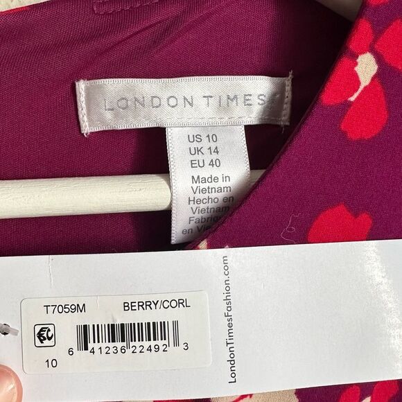 NWT London Times midi floral dress size 10 - Picture 4 of 7